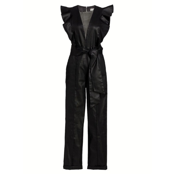 7 For All Mankind Pants - Stunning 7 For All Mankind Coated Denim Ruffle Jumpsuit NWT